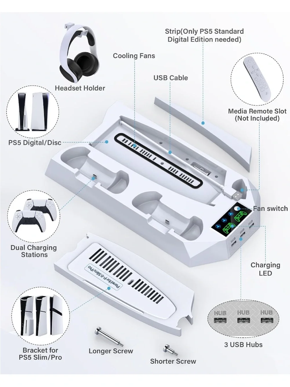 White PS5 Accessory Charging and Cooling Dock